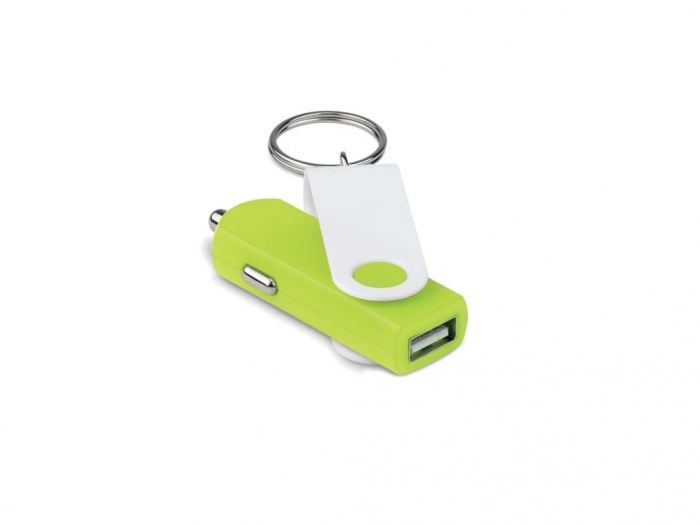 USB car charger with keyring