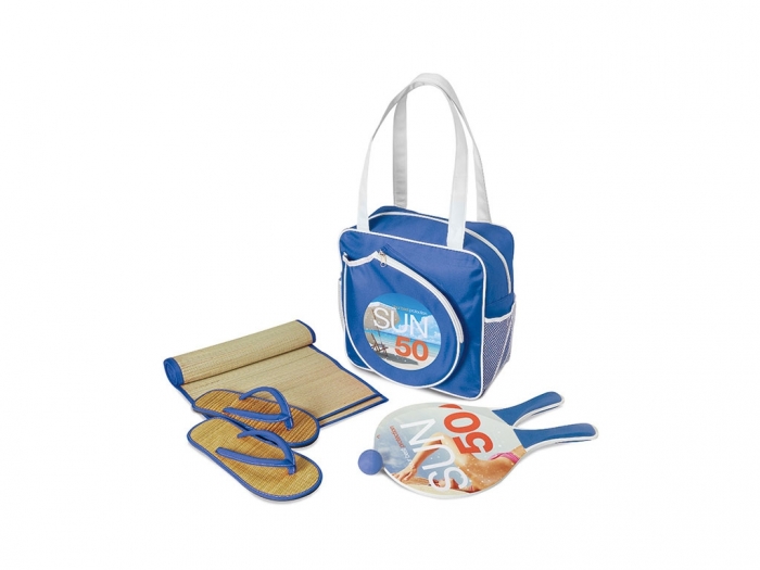 Beach set in satin polyester beach bag