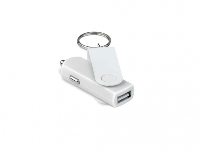 USB car charger with keyring