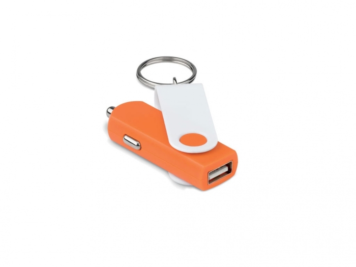 USB car charger with keyring