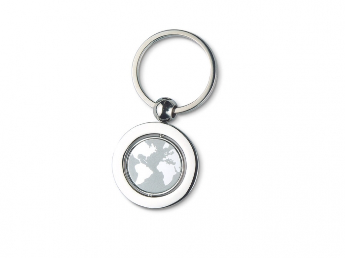 Globe metal key ring