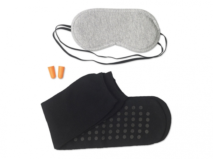 Travel set including eye mask