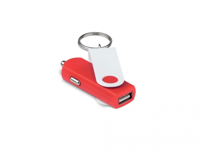 USB car charger with keyring