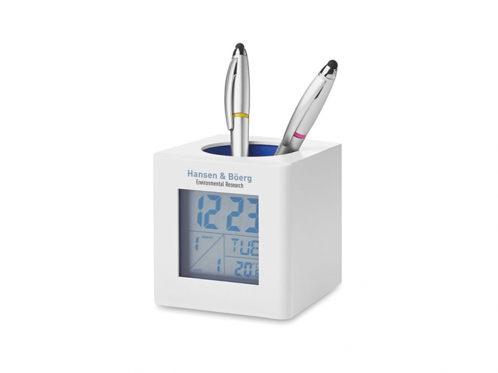 Weather station with pen holder