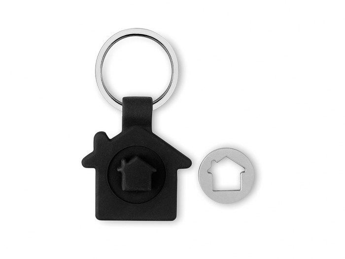 House shaped key ring with token