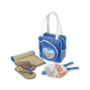 Beach set in satin polyester beach bag