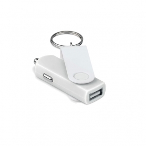 USB car charger with keyring