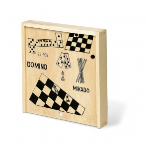 Domino, chess, drafts and sticks games
