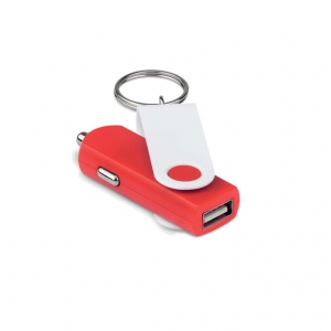 USB car charger with keyring