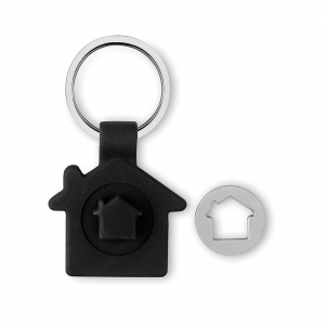 House shaped key ring with token