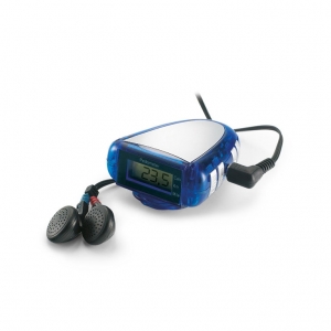 Pedometer with FM scan radio