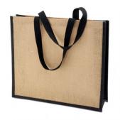 Jute shopping bag with coloured detail